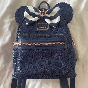Loungefly Disney CruiseLine Blue Sequin Minnie Mouse Backpack